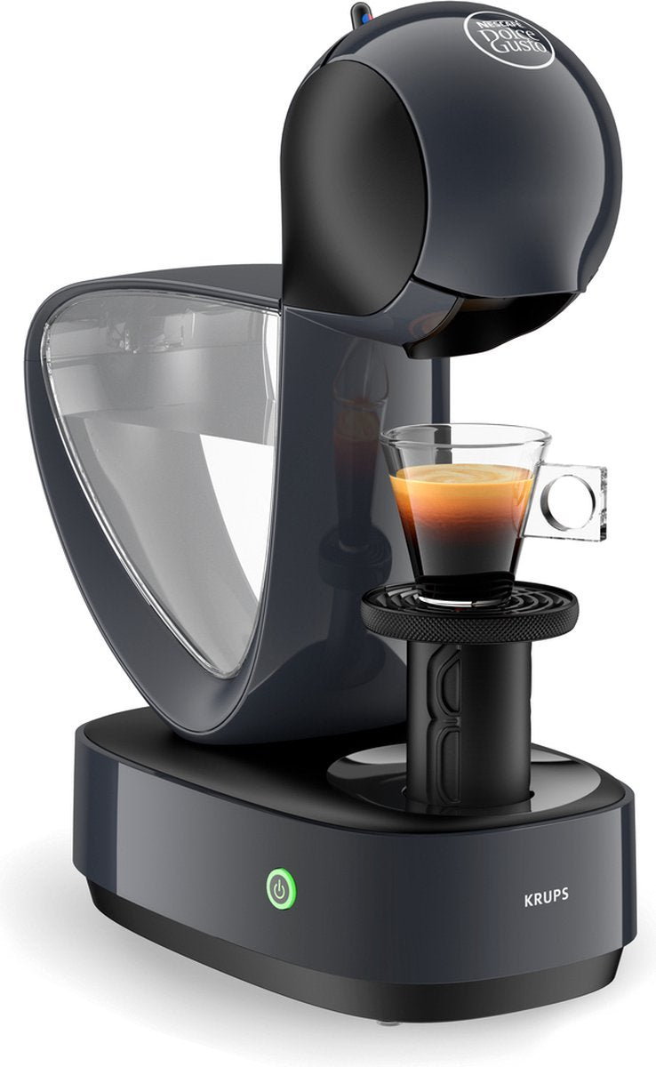 Close-up van de Krups KP170810 koffiecupmachine zwart, duurzaam hersteld.